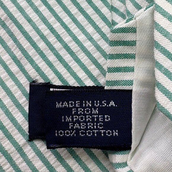 Polo Ralph Lauren Mens Green/White Cotton Striped Tie Embroidered Logo USA Made - Picture 3 of 9